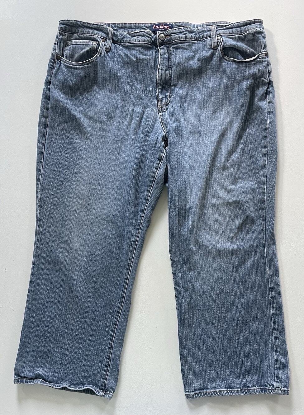 Women's L.A. Blues Stretch Blue Denim Jeans Plus Sz 26 Short Light Wash Bootcut